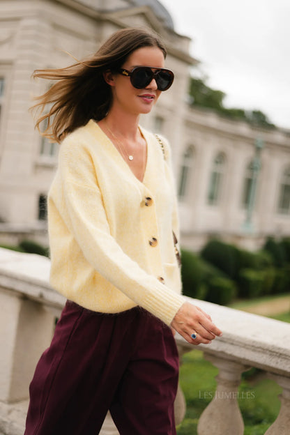 BILLIE-LOU MOHAIR CARDIGAN BUTTER YELLOW