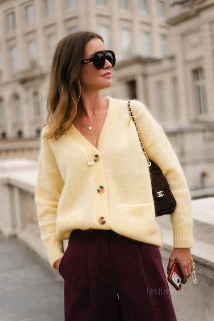 BILLIE-LOU MOHAIR CARDIGAN BUTTER YELLOW