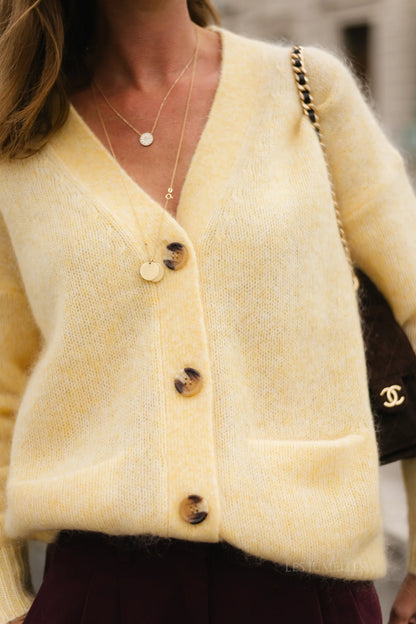 BILLIE-LOU MOHAIR CARDIGAN BUTTER YELLOW