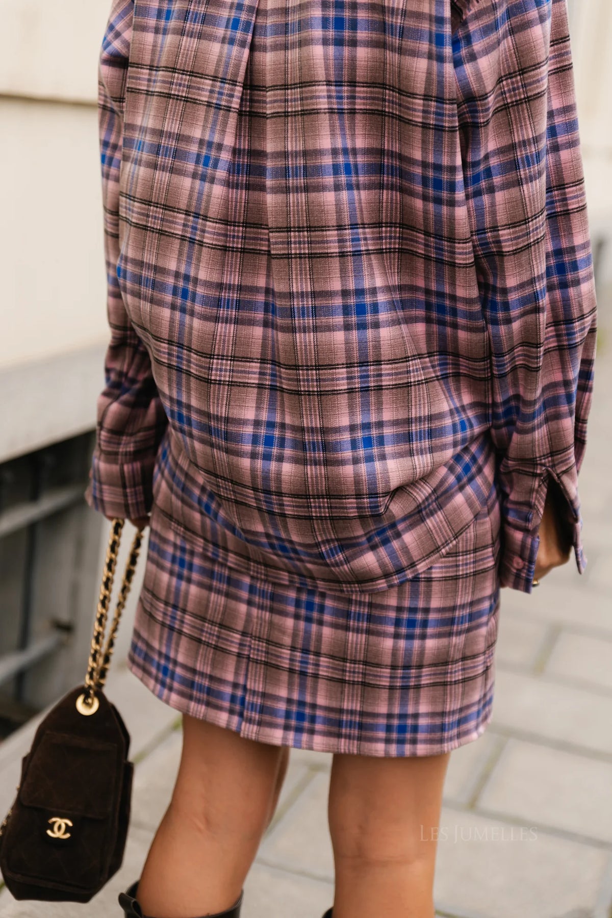 HALLIE CHECK MINI SKIRT ROYAL BLUE/PINK