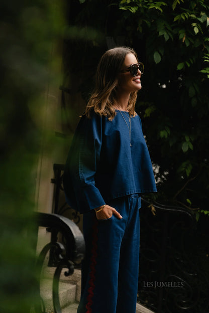 RUBY DENIM BLOUSE WASHED NAVY