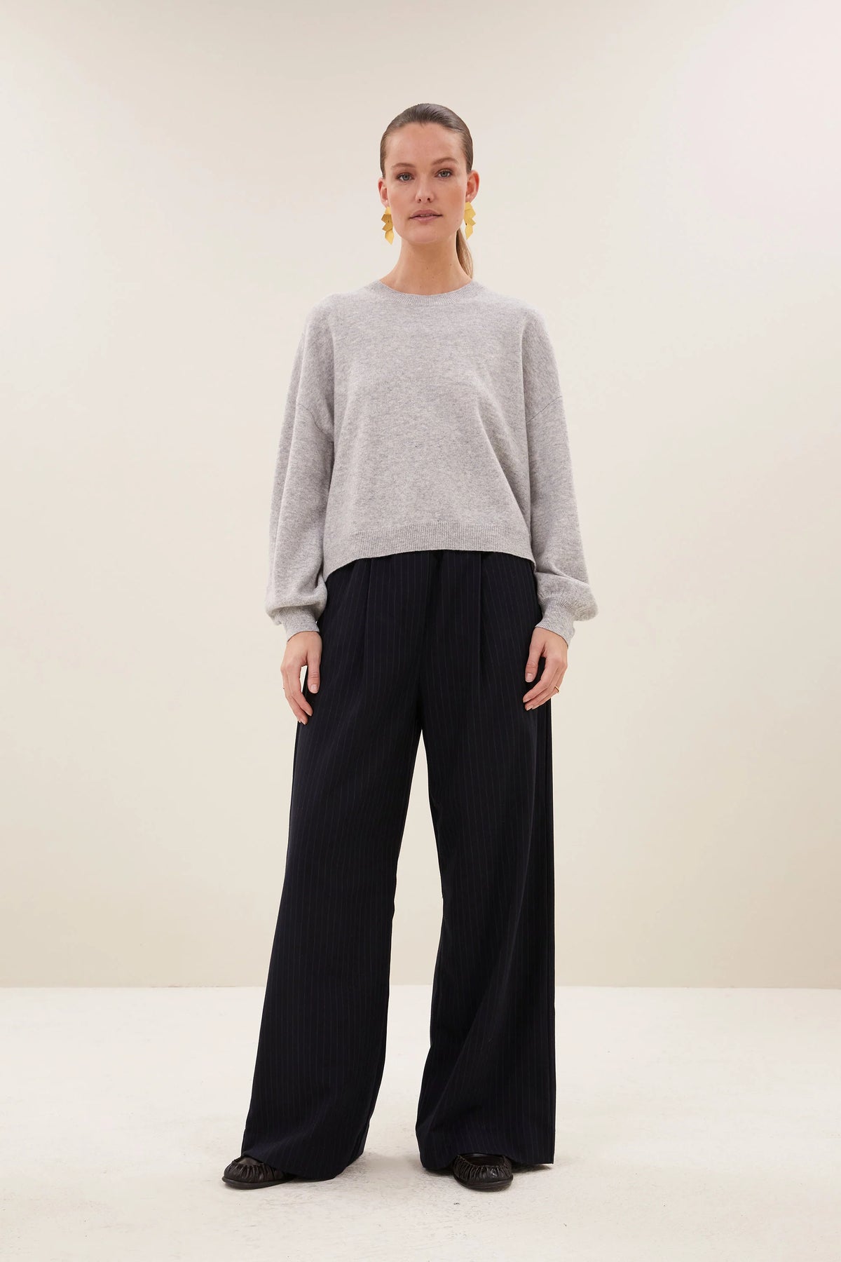sammie round neck pullover | grey melee
