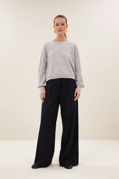 sammie round neck pullover | grey melee