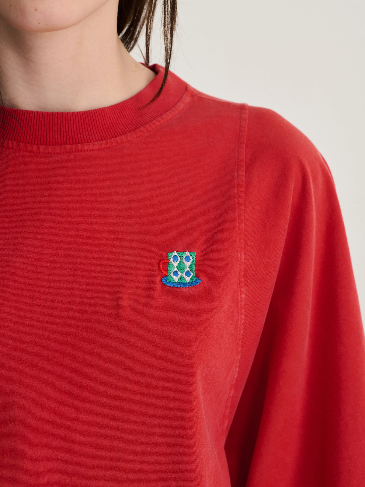Monster Mug embroidery relaxed T‑shirt