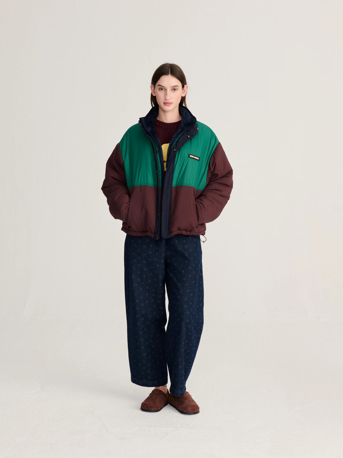 Reversible nylon cozy sherpa