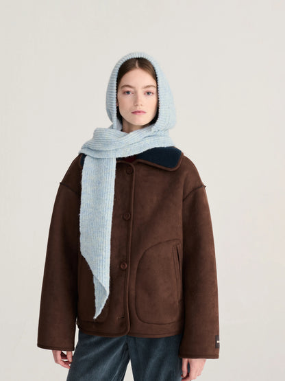 Knitted hooded scarf