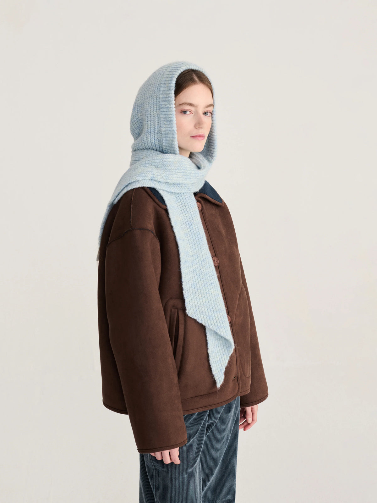 Knitted hooded scarf