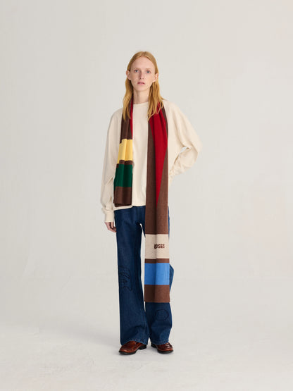 Merino wool long knitted scarf