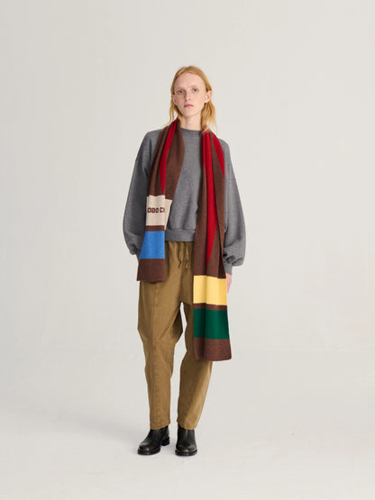 Merino wool long knitted scarf
