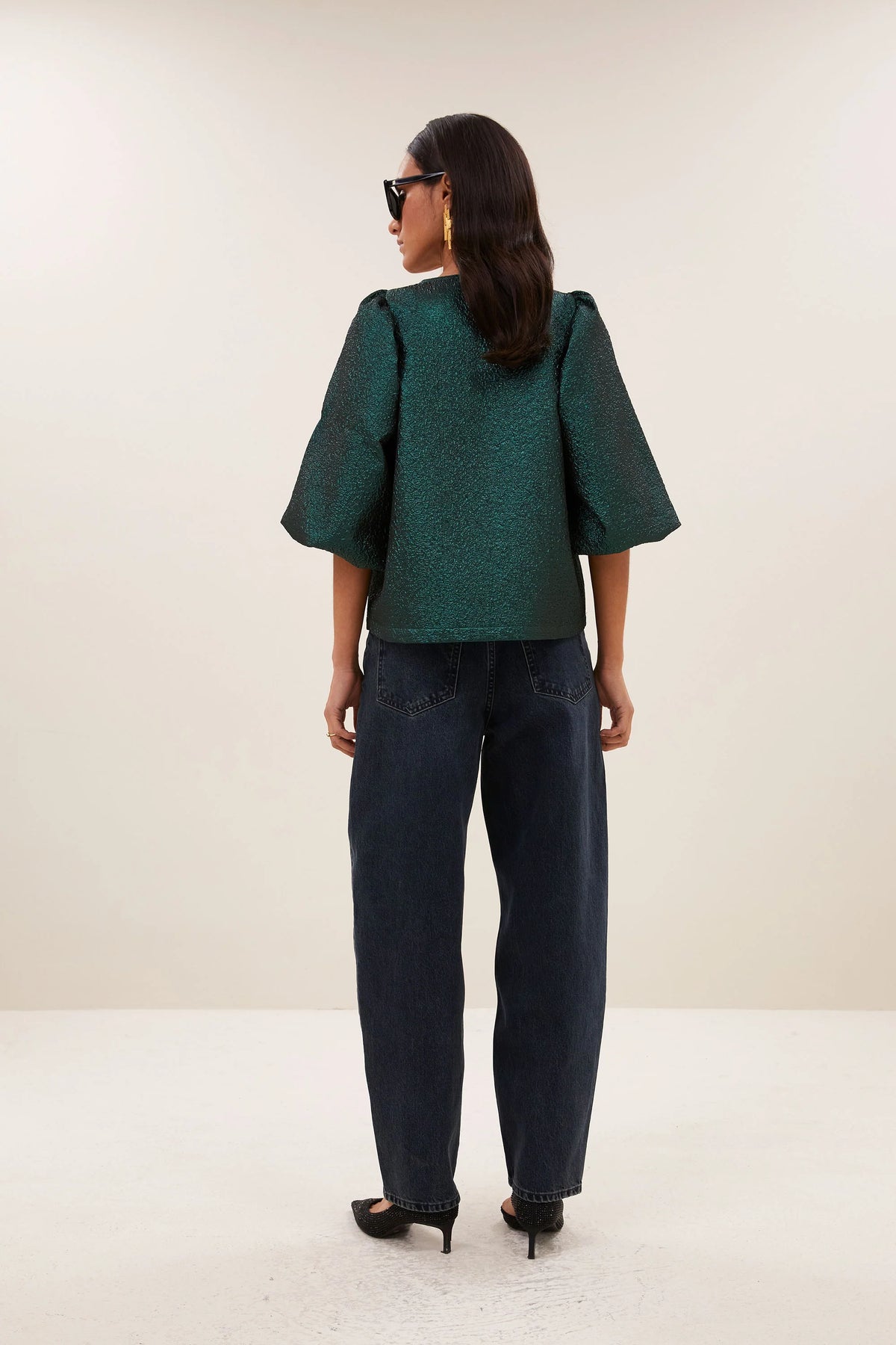 juta metallic blouse | green metallic