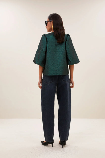 juta metallic blouse | green metallic