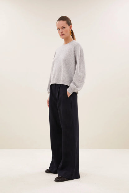 sammie round neck pullover | grey melee