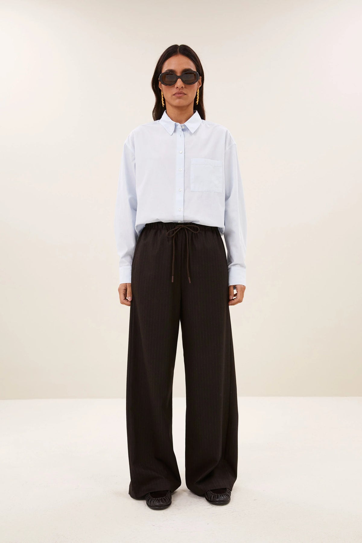 pelle pinstripe pants | brown pinstripe
