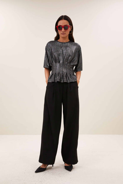 diva metallic top | metallic silver