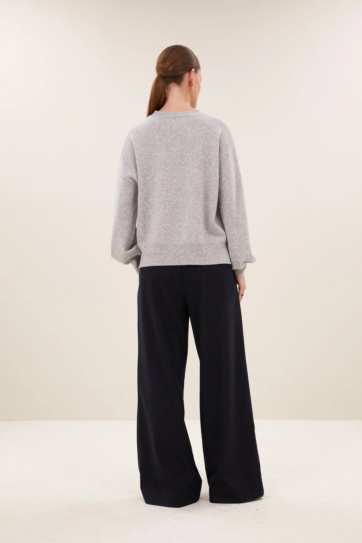 sammie round neck pullover | grey melee