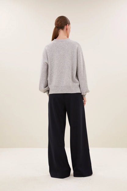 sammie round neck pullover | grey melee