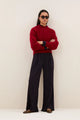 benji wide stripe pants | wine stripe