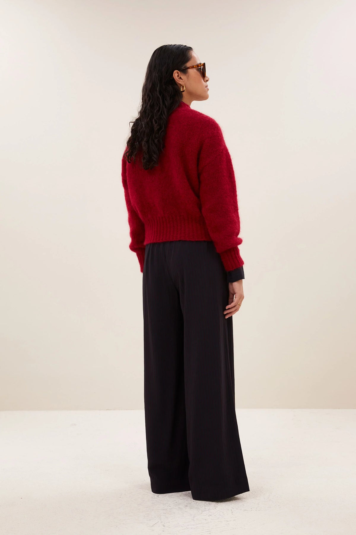 benji wide stripe pants | wine stripe